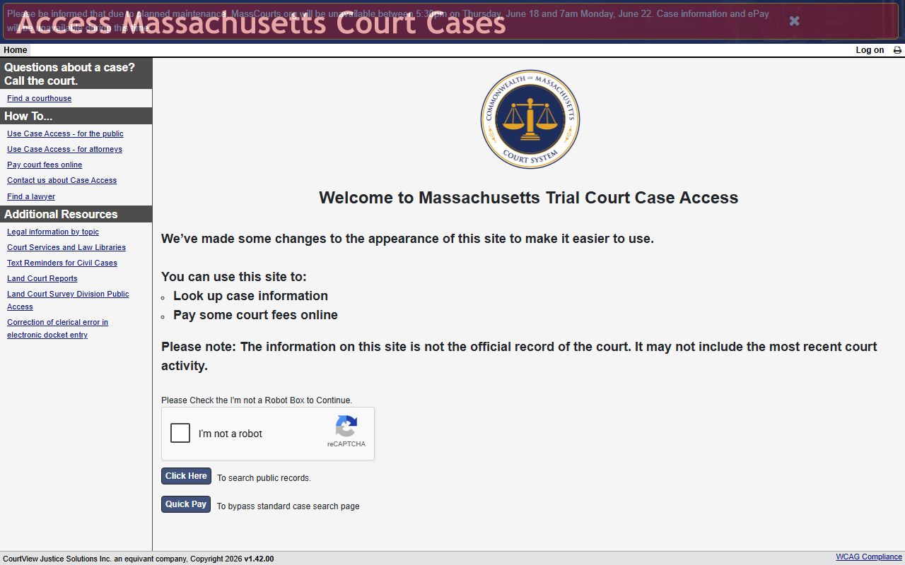 Middlesex County court records after arrest MassCourts lookup